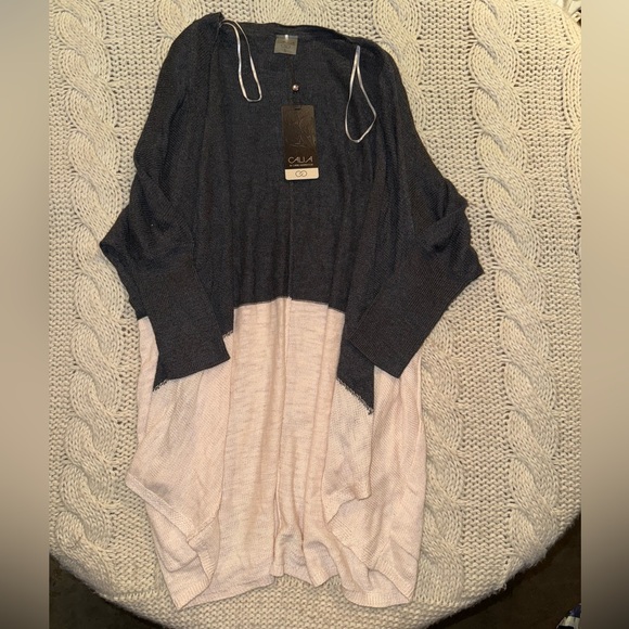 CALIA Women’s Gray and Cream Sweater cardigan New - Picture 3 of 5